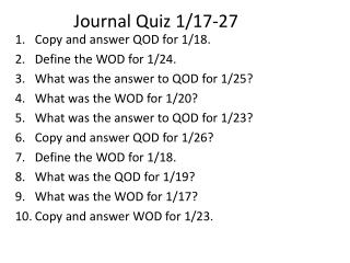 Journal Quiz 1/17-27