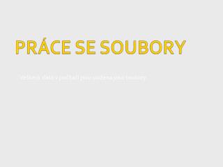 ve ker data v po ta i jsou ulo ena jako soubory