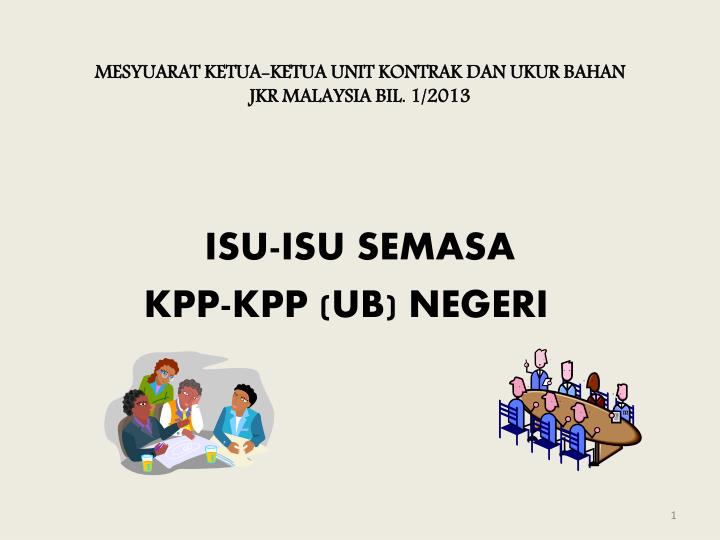 mesyuarat ketua ketua unit kontrak dan ukur bahan jkr malaysia bil 1 2013
