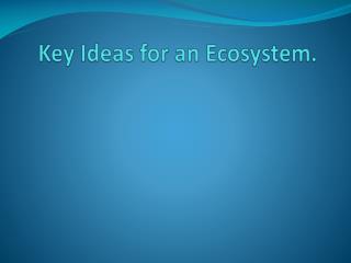 Key Ideas for an Ecosystem.