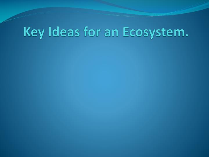 key ideas for an ecosystem