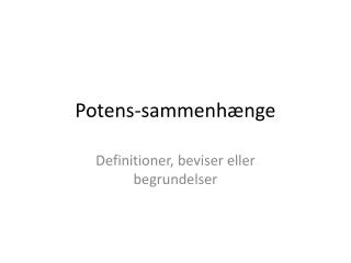 potens sammenh nge