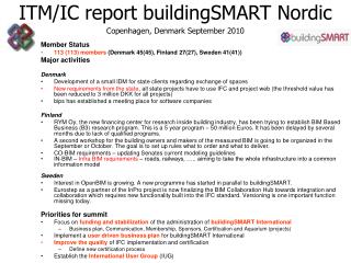 Member Status 113 (113) members (Denmark 45(45), Finland 27(27), Sweden 41(41)) Major activities