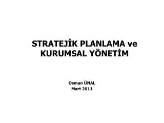stratej k planlama ve kurumsal y net m
