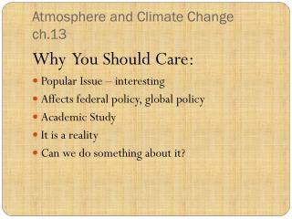 Atmosphere and Climate Change ch.13