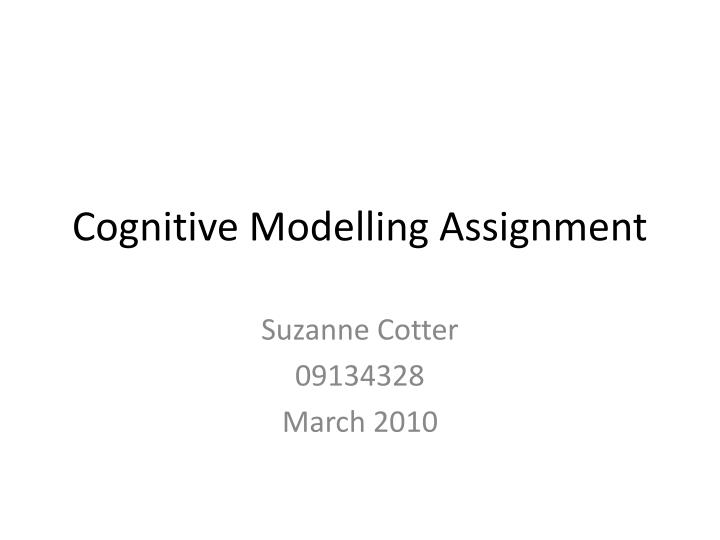 cognitive modelling assignment