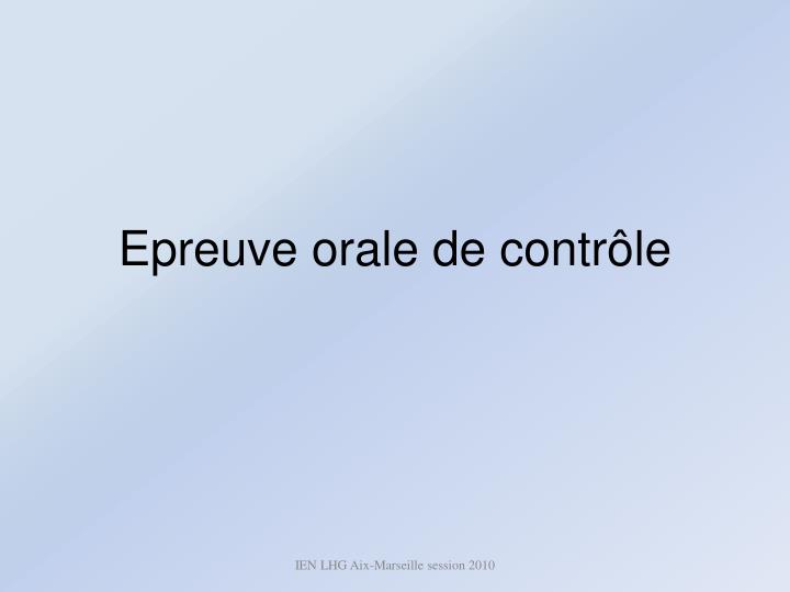 epreuve orale de contr le