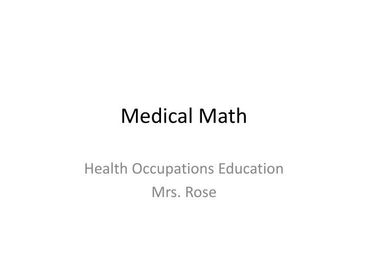 medical math
