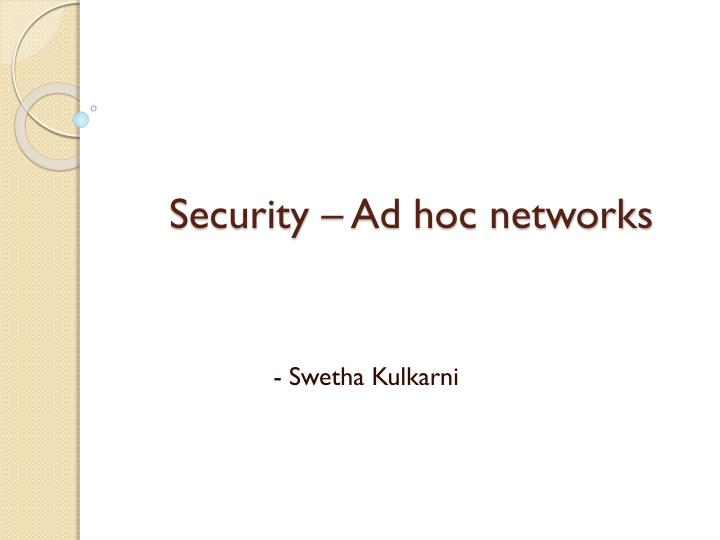 security ad hoc networks