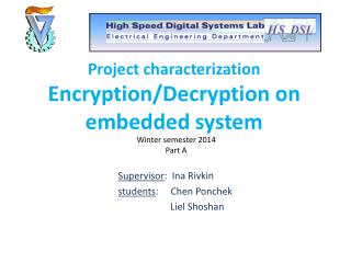 Project characterization Encryption/Decryption on embedded system