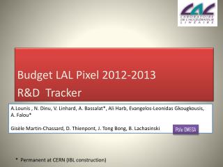 Budget LAL Pixel 2012-2013 R&amp;D Tracker