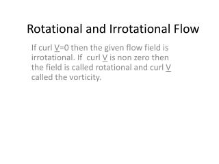 Rotational and Irrotational Flow