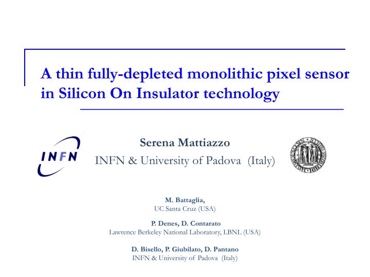 a thin fully depleted monolithic pixel sensor in silicon on insulator technology