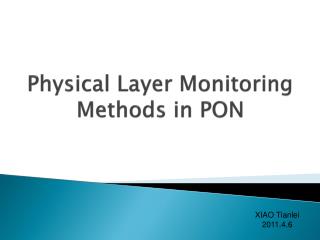 Physical Layer Monitoring Methods in PON
