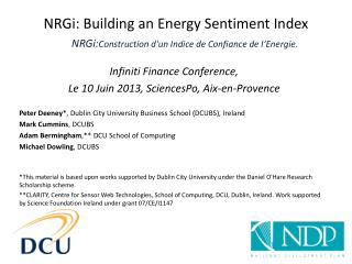 Infiniti Finance Conference, Le 10 Juin 2013, SciencesPo , Aix-en-Provence