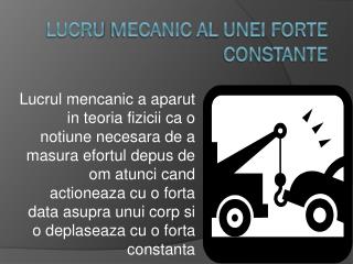 lucru mecanic al unei forte constante