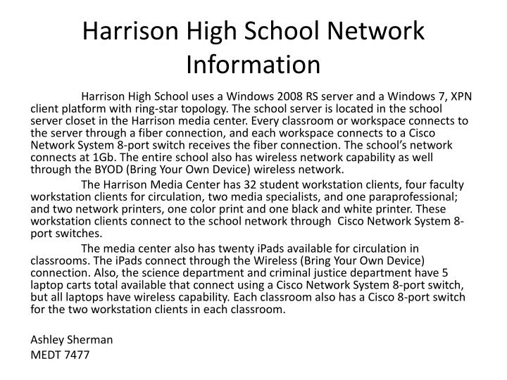 harrison high school network information
