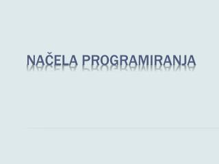 Načela programiranja