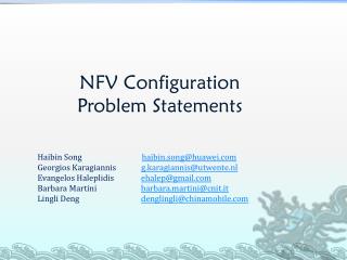 NFV Configuration Problem Statements