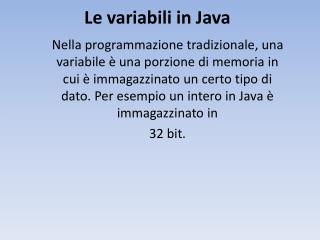 le variabili in java