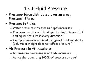 13.1 Fluid Pressure