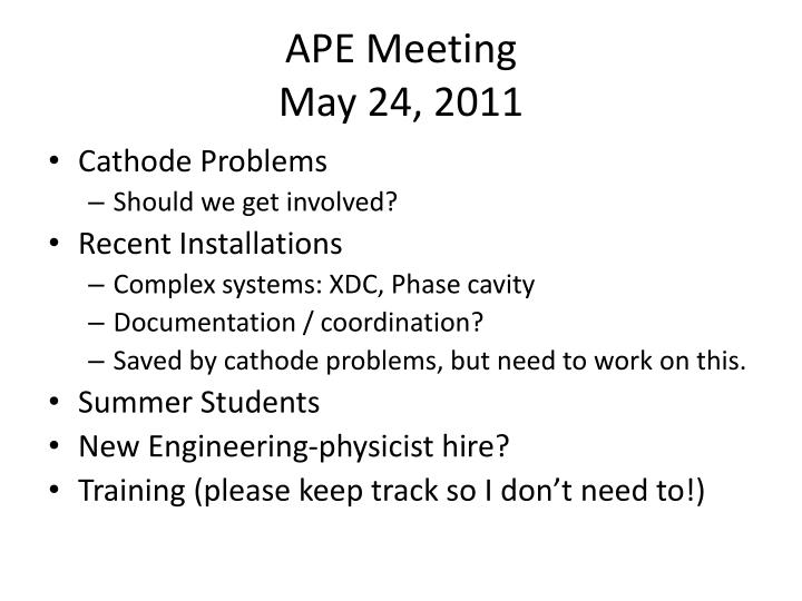 ape meeting may 24 2011