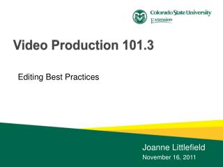 Video Production 101.3
