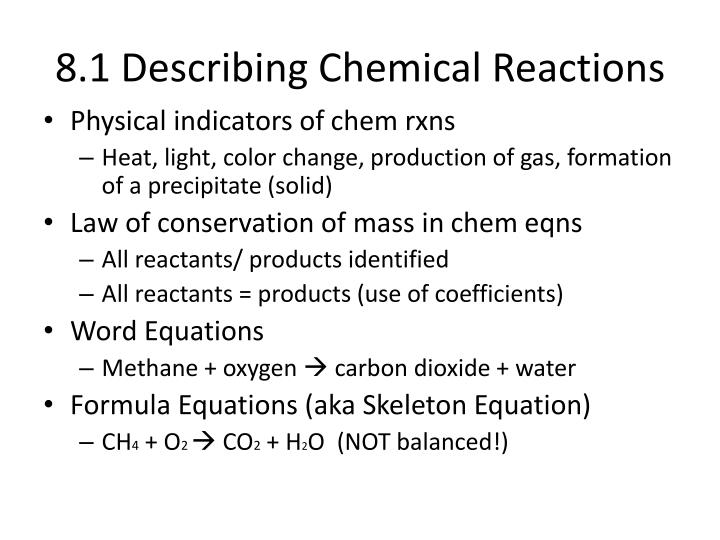 8 1 describing chemical reactions