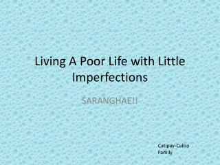 Living A Poor Life with Little Imperfections