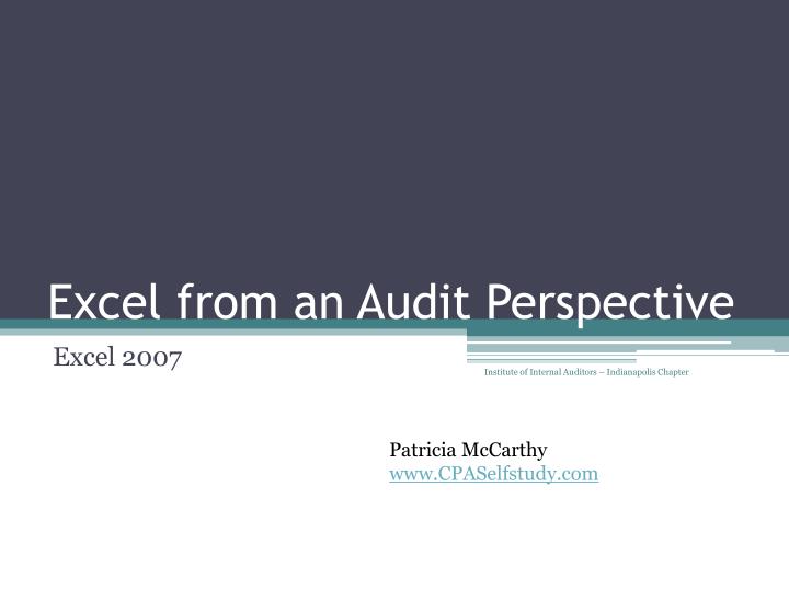 excel from an audit perspective