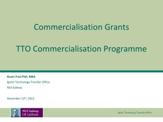 Commercialisation Grants TTO Commercialisation Programme