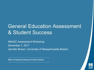General Education Assessment &amp; Student Success
