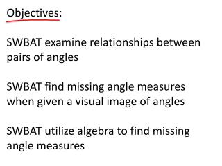 Use Algebra to Find Missing Angle Measures