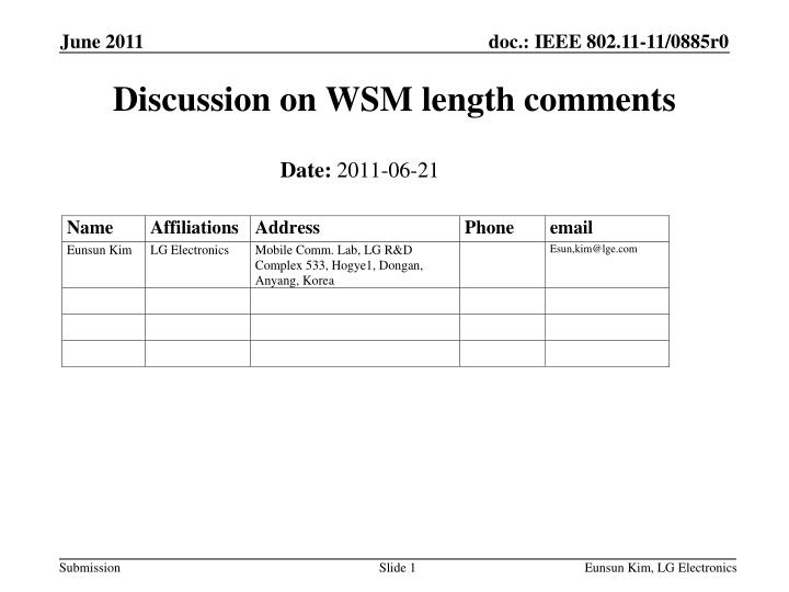 discussion on wsm length comments