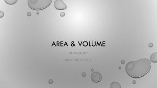 Area &amp; Volume