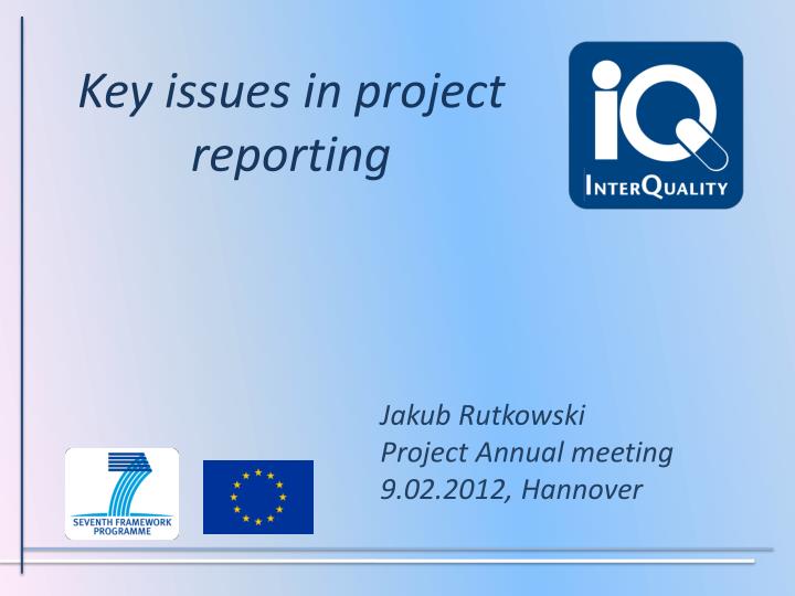 key issues in project reporting