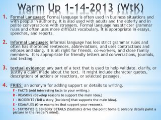 Warm Up 1-14-2013 (WtK)
