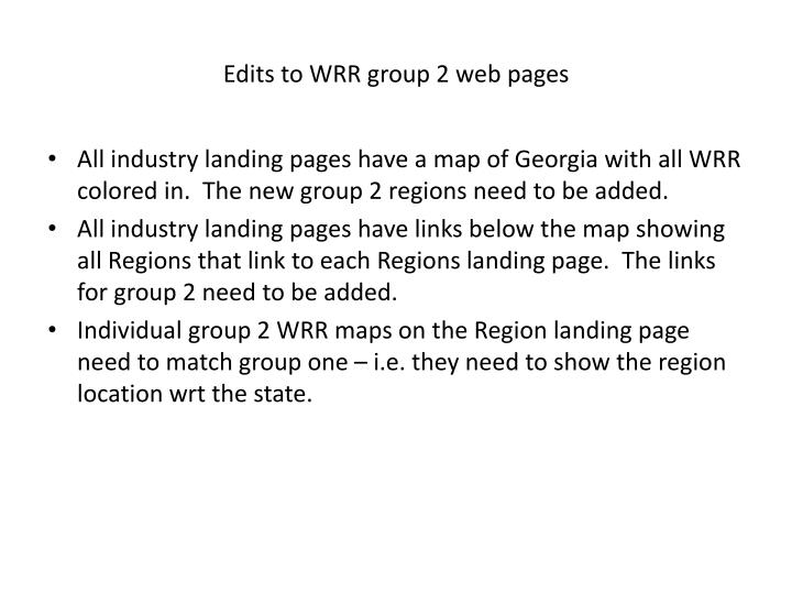 edits to wrr group 2 web pages