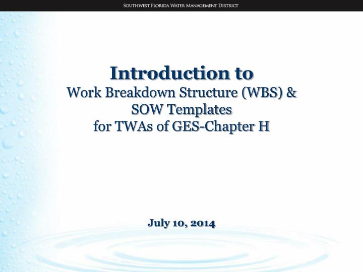 introduction to work breakdown structure wbs sow templates for twas of ges chapter h july 10 2014