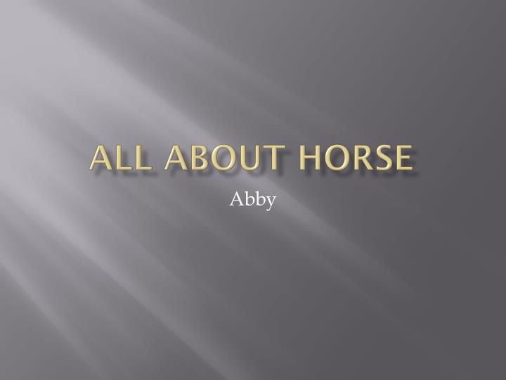 all about horse