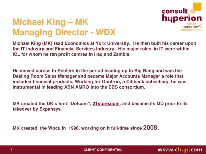 michael king mk managing director wdx