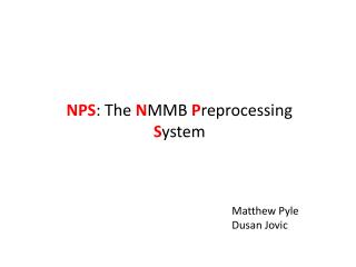 NPS : The N MMB P reprocessing S ystem