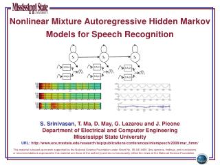 Nonlinear Mixture Autoregressive Hidden Markov Models for Speech Recognition