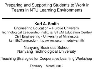 Preparing and Supporting Students to Work in Teams in NTU Learning Environments