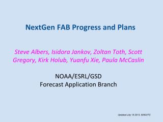 NextGen FAB Progress and Plans