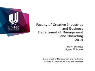 Department of Management and Marketing Faculty of Creative Industry and Business