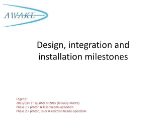 Design, integration and installation milestones