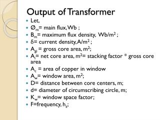 Output of Transformer