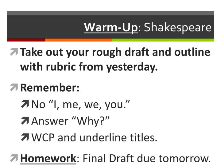 warm up shakespeare