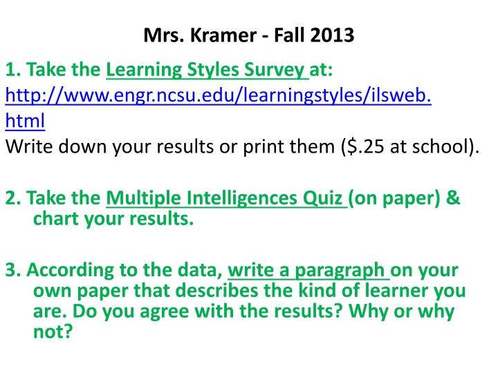 mrs kramer fall 2013